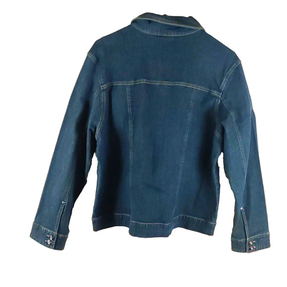 Cappagallo Women's Blue Jean Denim Jacket Button Up Size XL Cotton Spandex... - Picture 11 of 16